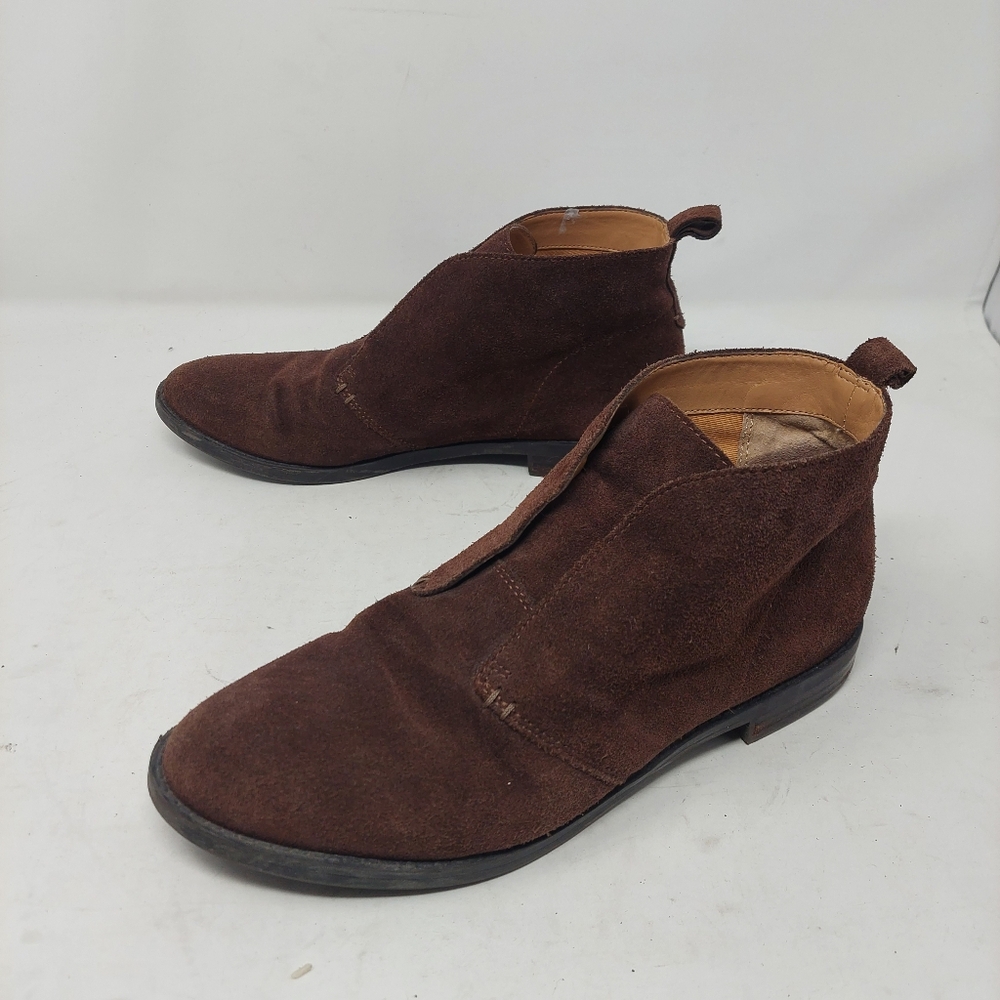 Franco Sarto Isolde Dark Brown Suede Leather Chukka Ankle Boots Slip On Size 8.5